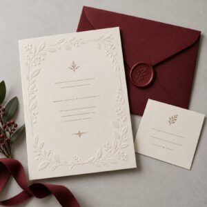 Ejemplo de invitación personalizada con sobre rojo